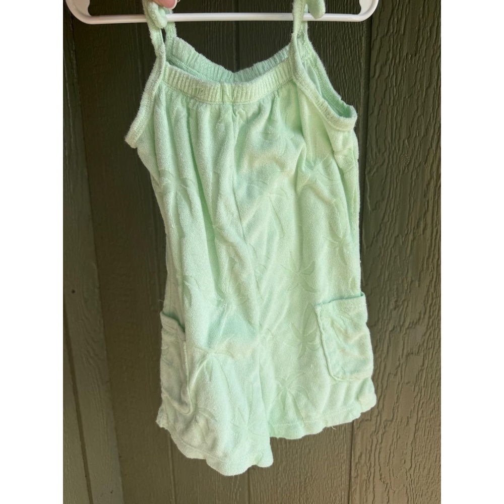 Old Navy Girls Romper Playsuit Size 5T Mint Green Terry Cloth Tie‎ Straps